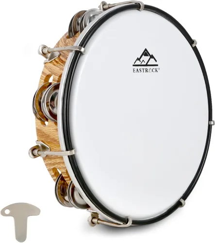 Vista 10 de EASTROCK - Pandereta de 8 pulgadas ajustable para adultos, pandereta de plástico de mano con doble fila de cascabeles de metal, instrumento musical