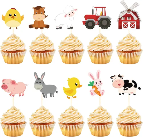 Vista 20 de 40 piezas de decoración de dinosaurios para cupcakes de cumpleaños de dinosaurios, decoraciones de pastel de dinosaurio para temática