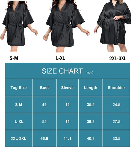 Vista 6 de EPLAZA Bata de satén sedoso para mujer, para boda, novia, fiesta, novia, dama de honor, kimono, ropa de descanso, vestidos
