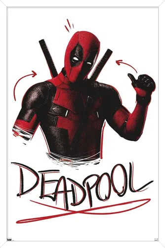 Vista 13 de Trends International Marvel Deadpool Legacy - Póster de pared con pulgares arriba, 14.72 x 22.37 pulgadas, versión enmarcada de madera de granero