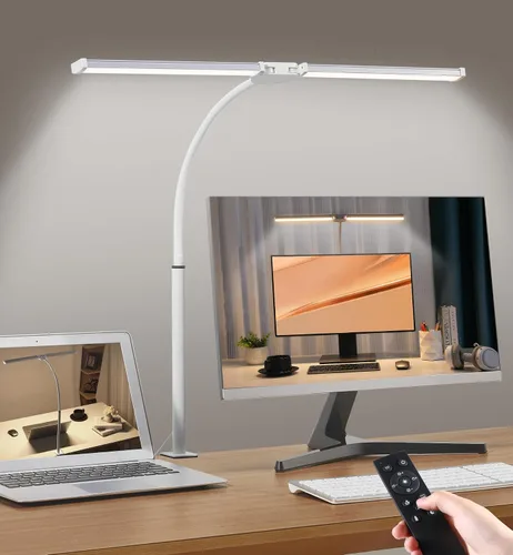 Vista 7 de Motumen Lámpara de escritorio LED para oficina en casa, abrazadera de luz de escritorio para cuidado de los ojos, color negro