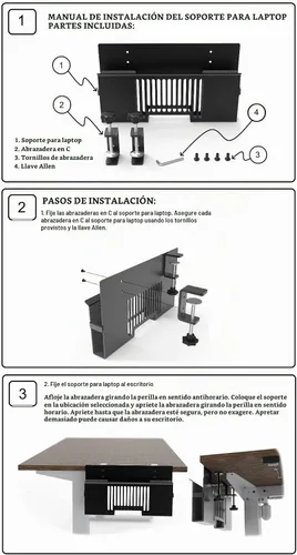 Vista 7 de Soporte vertical para portátil de montaje lateral para almacenamiento de escritorio, se adapta a