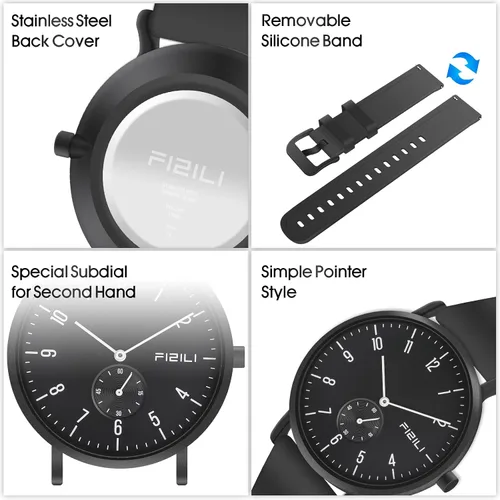 Vista 7 de Mens Watches Minimalist Ultra Thin Waterproof Fashion Dressy Wrist Watch for Men Business Casual Luxury Quartz Analog Watch