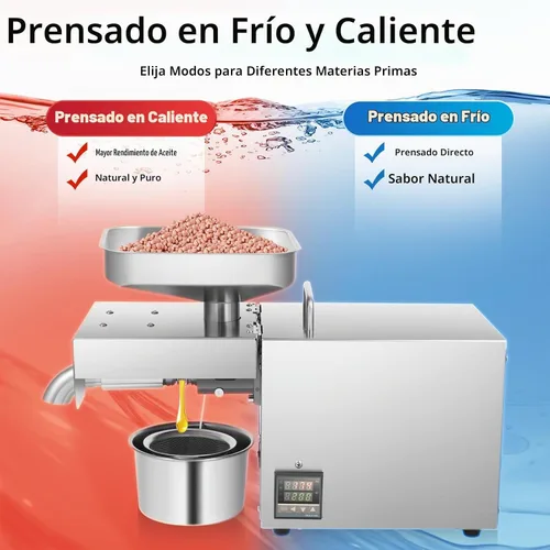 Vista 4 de Máquina de prensa de aceite de 610 W, extractor automático de prensa de aceite comercial para el hogar, máquina de prensado de aceite de acero