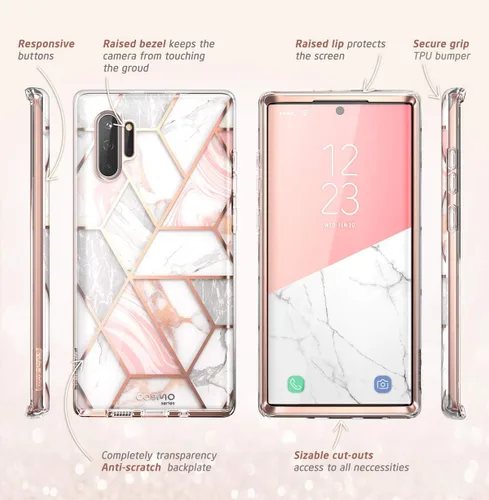 Vista 7 de i-Blason Cosmo Series - Funda diseñada para Galaxy Note 10 (versión 2019), diseño de mármol protector sin protector de pantalla integrado (mármol)