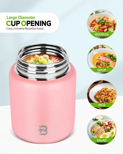 Vista 6 de Termo de sopa para comida caliente, 17 onzas con aislamiento para alimentos con boca ancha, acero inoxidable, lonchera térmica para adultos con Rosa