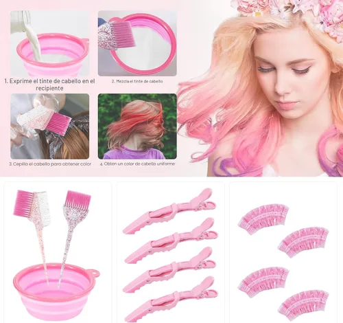 Vista 7 de Asqraqo Kit de 11 piezas para colorear el cabello, herramientas profesionales de salón para mezclar bricolaje, incluye clips, cuenco, cepillo