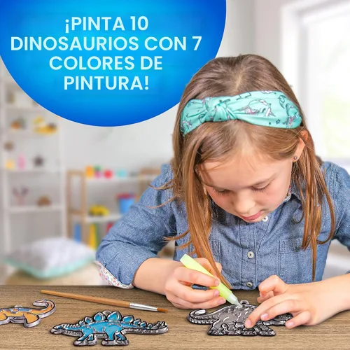 Vista 2 de National Geographic Kids Kit de vitrales para niños, juguetes de dinosaurio que brillan en la oscuridad, juego de arte y manualidades para niños