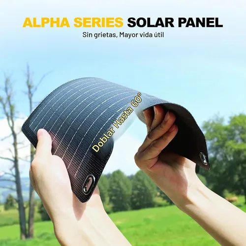 Vista 2 de Panel solar portátil bifacial de 100 W, panel solar plegable resistente a la flexión de 100 vatios 22 V, cargador solar monocristalino para estación