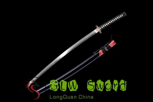Vista 3 de GLW - Espada de 41 pulgadas, afilada espiga completa, espada real japonesa samurái katana de arcilla templada de acero plegado