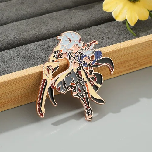 Vista 5 de Juego Genshin Impact Personajes Pins periféricos de anime para mochila juego de pines esmaltados broches insignias accesorios de joyería regalos