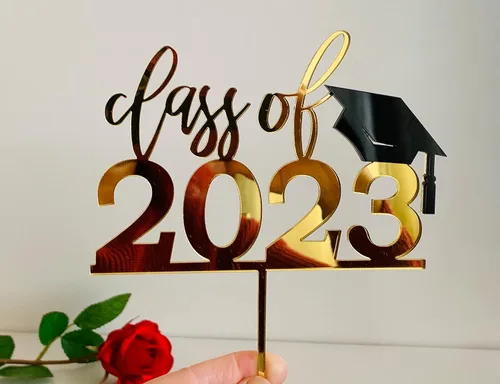 Vista 7 de FranJohnsonHouse Class of 2025 Graduation Cake Topper – Personalized Year & Text, Custom Acrylic, 6" Wide – Party Decor