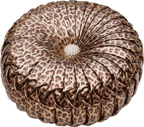 Vista 13 de EUCIOR Almohada decorativa redonda, almohada circular hecha a mano, almohadas redondas de cuero metálico liso para sofá, decoración del hogar