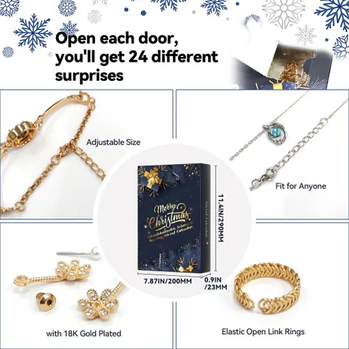 Vista 5 de Jewelry Advent Calendar 2024 for Adults with Charm Bracelets Necklace Earrings Rings Countdown 24 Days to Christmas Calendar Xmas Gifts for Daughter