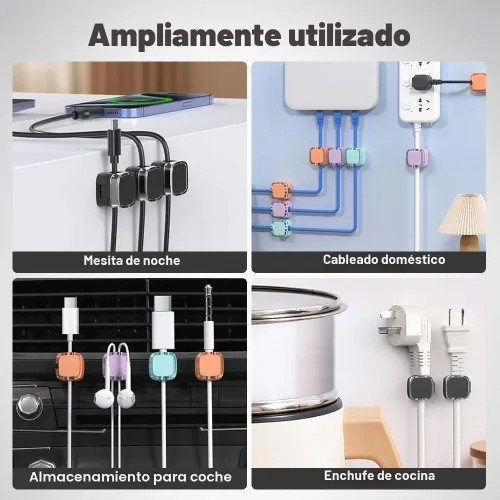 Vista 3 de Paquete de 6 clips magnéticos para organizar cables, nuevo organizador de cables magnéticos 2024, soporte de almacenamiento de cables de carga USB