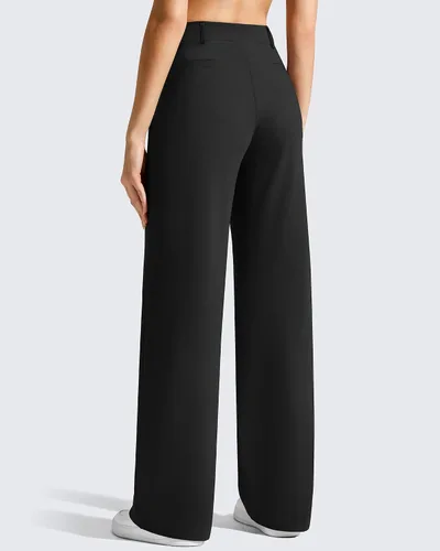 Vista 4 de G4Free EverGoing - Pantalones de vestir de pierna ancha para mujer con Negro