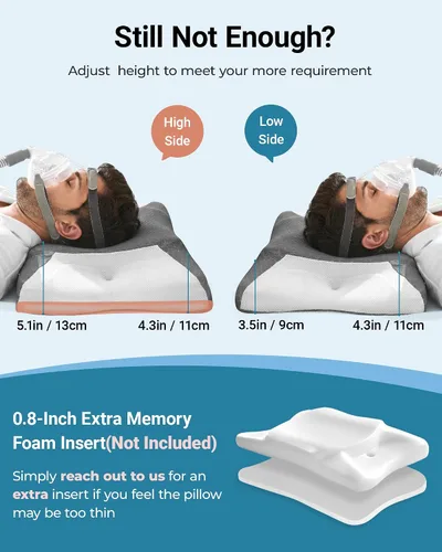 Vista 7 de Elviros HSA/FSA CPAP Almohada para dormir de lado, almohada ajustable para la apnea del sueño Gris oscuro