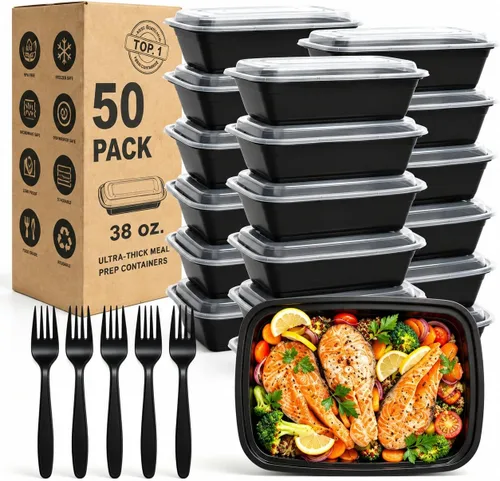 Vista 9 de Recipientes de preparación de comidas, paquete de 50 tazones redondos