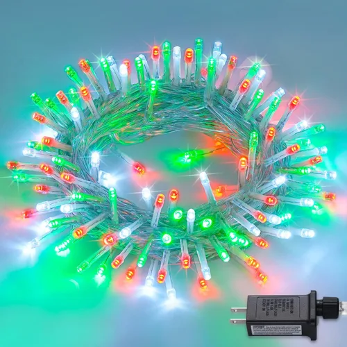 Vista 48 de JMEXSUSS - Tira de 100 luces led para interiores, 8 modos, enchufables, parpadeantes, 33 pies, luces navideñas para exteriores, a prueba de agua