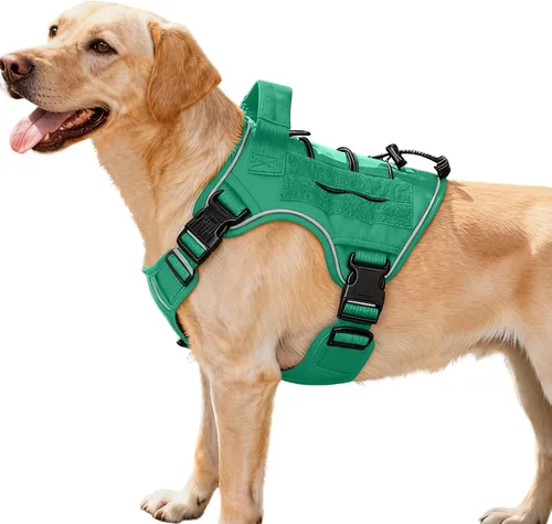Vista 19 de Arnés táctico para perros grandes, chaleco reflectante ajustable sin tirones con sistema Molle, control de grado militar K9 para entrenamiento