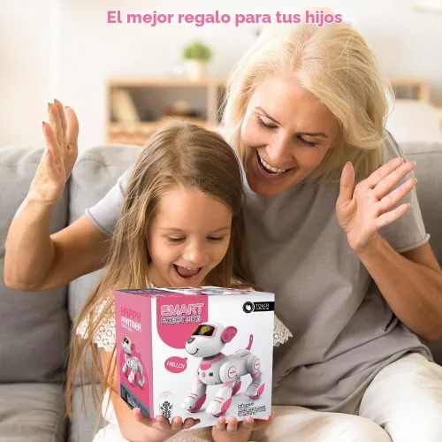 Vista 6 de VATOS - Perro robot de control remoto para niños - Perro robot de juguete interactivo con toque y seguimiento, robot perro de 17 funciones, cachorro