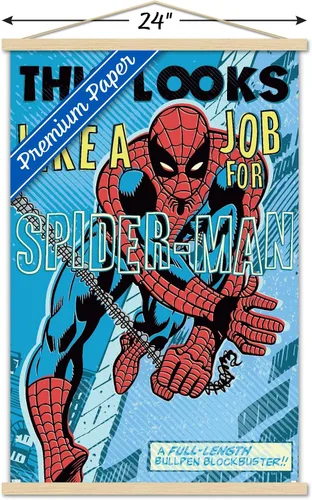 Vista 3 de Trends International Marvel Comics Spider-Man - Póster de pared con marco magnético con texto en inglés «Looks Like A Job»