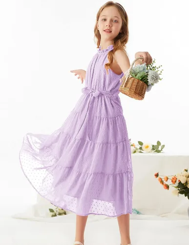 Vista 5 de GRACE KARIN Vestido largo de verano sin mangas para niñas de 5 a 14 años