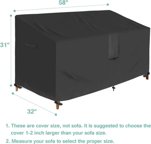 Vista 5 de Luv4babe Funda para sofá biplaza para exteriores, resistente a la intemperie e impermeable, funda de sofá y sofá para exteriores de 58 pulgadas