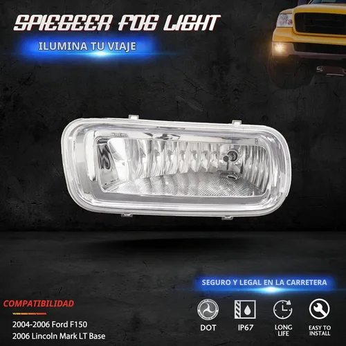 Vista 3 de Conjunto de luces antiniebla para Ford F150 2004 2005 2006, kit de repuesto de luces antiniebla para Lincoln Mark LT Base 2006 con bombilla halógena