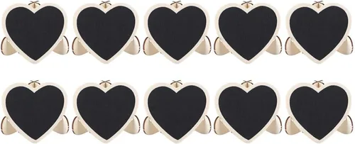 Vista 7 de 10 mini letreros de pizarra de madera, pizarra con soporte de caballete, pizarra en forma de corazón, tablero de mensajes de escritorio