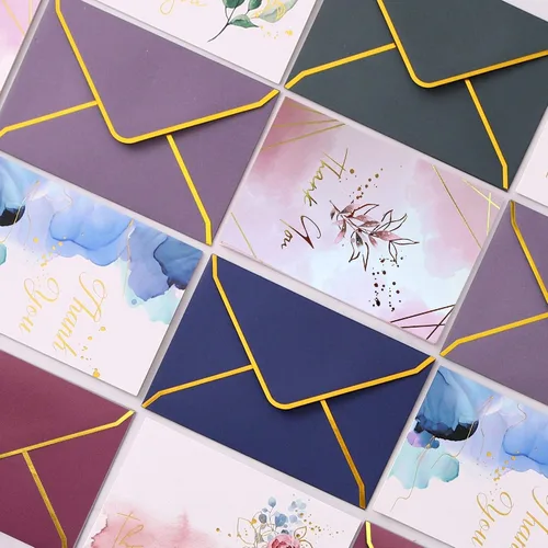Vista 6 de Tarjetas de agradecimiento resistentes con sobres - Paquete de 36 notas de agradecimiento doradas de 4 x 6 pulgadas, para baby shower, despedida