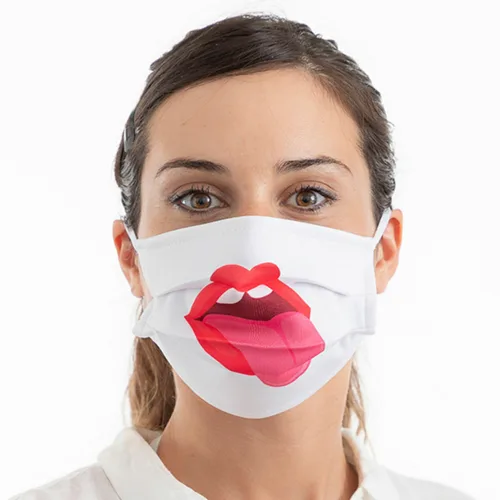 Vista 3 de Mascarilla Higiénica de Tela Reutilizable Tongue Luanvi Talla M Pack de 3 uds