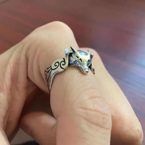 Vista 3 de Anillo de zorro ajustable para cosplay, accesorios de regalo de cumpleaños, Plata esterlina, plata, S925, Sin piedras preciosas