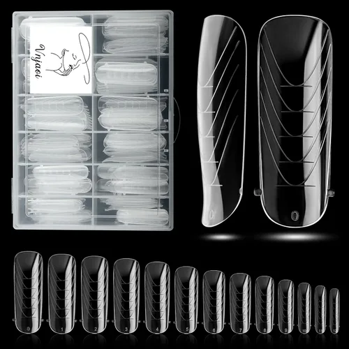 Vista 9 de 120 piezas de gel de extensión de polietileno con formas de uñas dobles con constructor de escamas para uñas de gel de manicura, diseño artístico