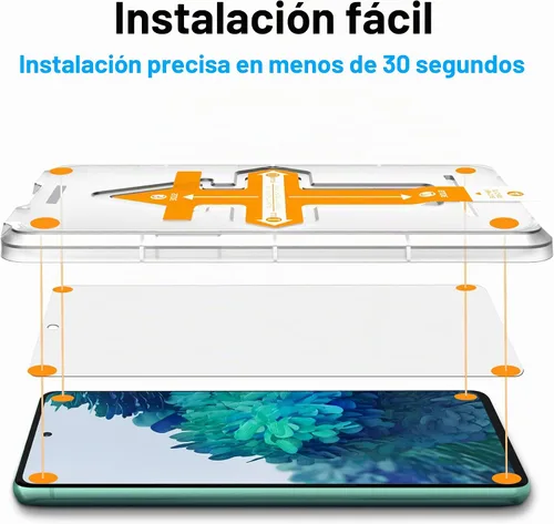 Vista 2 de Power Theory Protector de pantalla diseñado para Samsung Galaxy S20 FE 5G / 4G, vidrio templado [dureza 9H], kit de fácil instalación, 99% HD libre