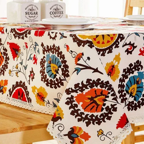 Vista 4 de Bringsine - Mantel de lino lavable, diseño vintage, varios tamaños