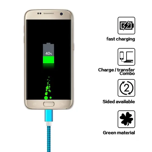 Vista 7 de Paquete de 2 cables micro USB de 3.5 pies para Samsung S7/S6, Note 5/4, Galaxy J7 J3, Tablet Tab 3 4 S2 A 10.1 9.7 8.0 7.0 S 10.5 E 9.6 Pro Kids
