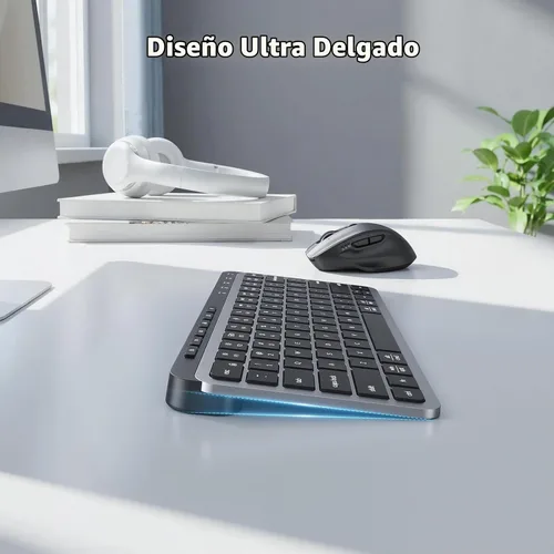 Vista 6 de MEETION Combo inalámbrico del ratón del teclado, Bluetooth multi-dispositivo recargable