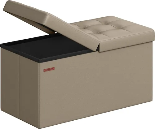 Vista 21 de Songmics Funda de piel sintética plegable – Banco de almacenamiento otomano reposapiés