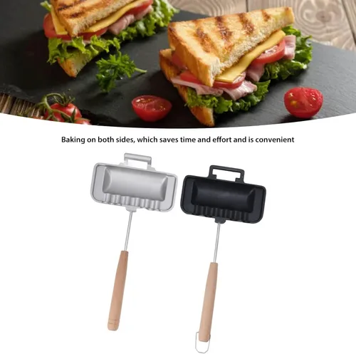 Vista 6 de Sartén para hornear sándwich de doble cara, sartén de doble cara, máquina de quesos a la parrilla, antiadherente, para desayunar