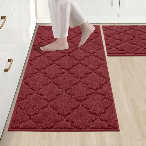 Vista 9 de COSY HOMEER Alfombras suaves de cocina [2 piezas] para el frente del fregadero súper absorbentes, tapetes y tapetes de cocina de 20 x 30 pulgadas/20