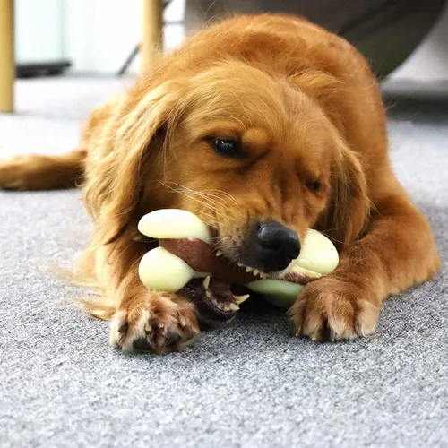 Vista 2 de Tikaton Juguetes masticables indestructibles para perros para masticadores agresivos, sabor a carne de res, juguetes masticables duraderos