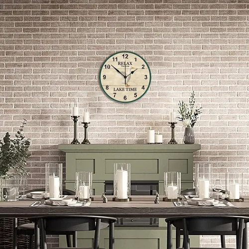 Vista 7 de Reloj de pared de madera de 10 pulgadas Relax You're on Lake Time con pato, funciona con pilas y manecillas de metal, reloj de pared