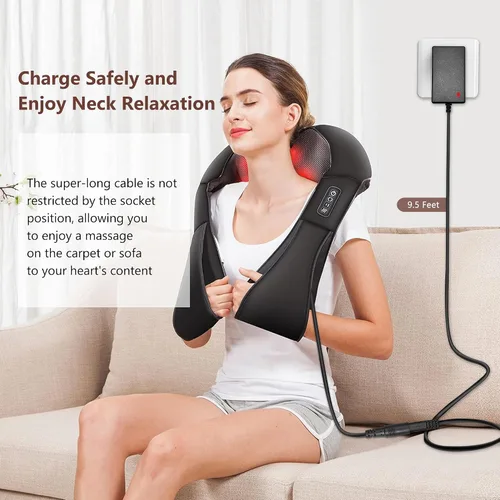 Vista 3 de Cargador masajeador de cuello de 12 V para masajeador de espalda y cuello Zyllion Shiatsu, compatible con RESTECK/Vellax/Medcursor/Mirakel/InvoSpa