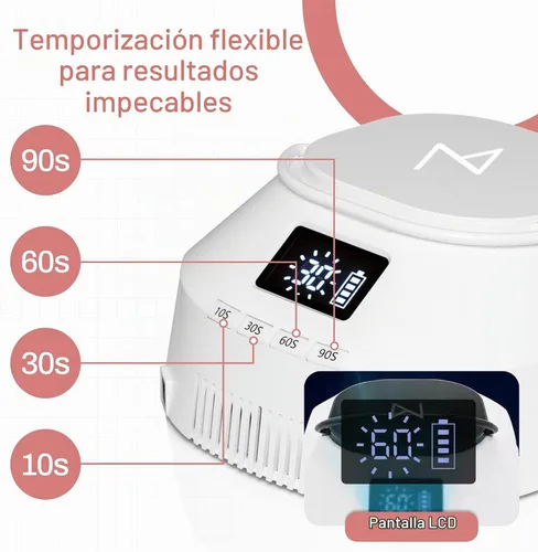 Vista 6 de M - GlowPro - Lámpara de curado de uñas híbrida profesional de 86 W, inalámbrica, recargable, UV, LED, secadora de uñas inalámbrica para uñas