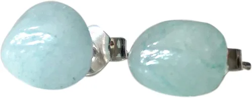 Vista 11 de Pendientes de botón de cristal de piedra natal para mujer y hombre - Plata esterlina