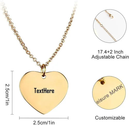 Vista 2 de VAPK Collar personalizado con nombre de corazón Collares personalizables para mujer, joyería moderna y delicada que no se deslustra