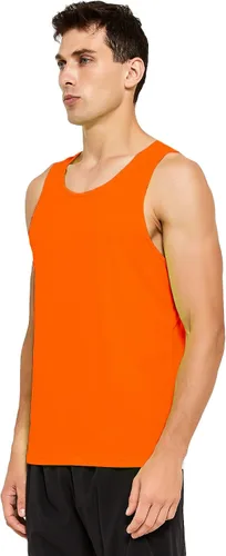 Vista 2 de DEMOZU Camiseta sin mangas de neón para hombre, brillante, para entrenamiento, gimnasio, atletismo, rave, fiesta, camiseta sin mangas