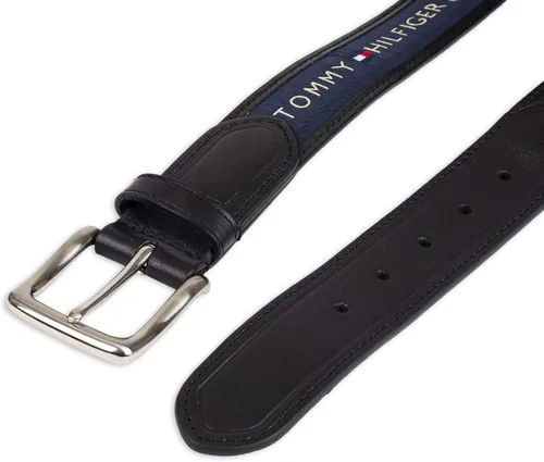 Vista 4 de Tommy Hilfiger - Cinturón de tela con incrustaciones de cinta para hombre, con hebilla de un solo diente