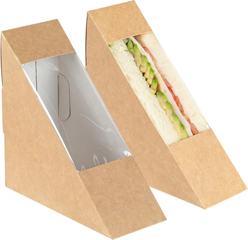 Vista 16 de Restaurantware -Cafe Vision Cajas de papel sándwich de 4.8 x 2.8 pulgadas, 200 cajas medianas de cuña tipo sándwich - con ventana, desechables, Azul